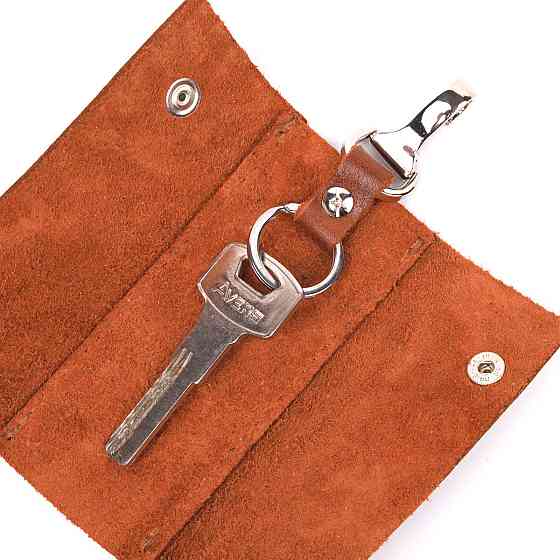 Практична ключниця у глянсовій шкірі Світло-коричнева (GRANDE PELLE) Київ