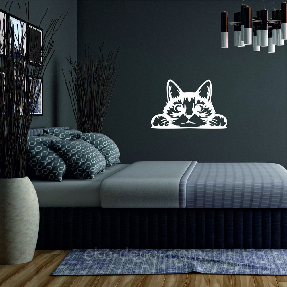 Декоративное настенное 3D Панно «Кот» Декор на стену с объемом (цена за 1 шт) 50*32 см, Белый Киев - изображение 3