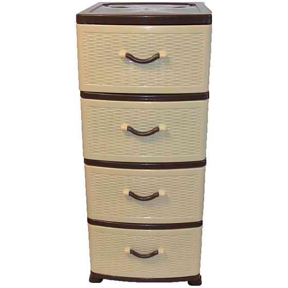 Комод пластиковий Efe Plastics 4 ящики 90х46х38, ротанг, бежевий. Ефе пластик.. Одеса