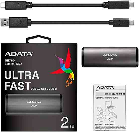 SSD ADATA SE760 512GB USB 3.2 Gen2 Type-C Titanium Киев