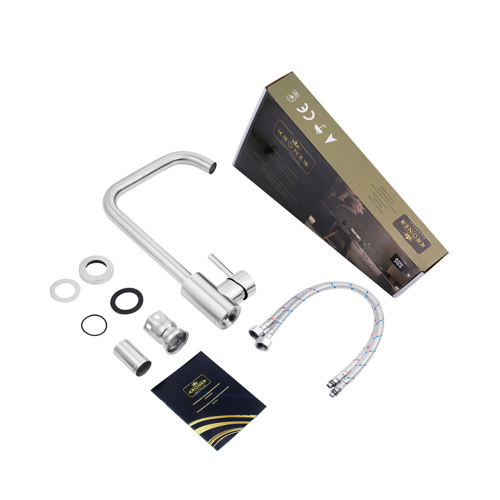 Змішувач для кухні Kroner KRP Edelstahl Klassisch - ESG037 сатин Київ - фото 9