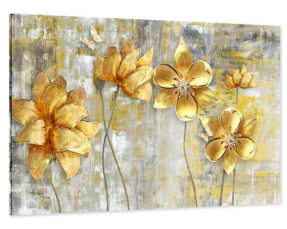 Картина холст в гостиную / спальню  Золоті квіти   MLP_35 80x120 см Киев