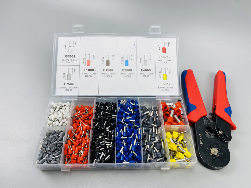 Набір наконечників для автопроводу 1200шт (8 видів)+ обтискні щипці 6 граней, набір обтискних інструментів Мукачево - фото 7