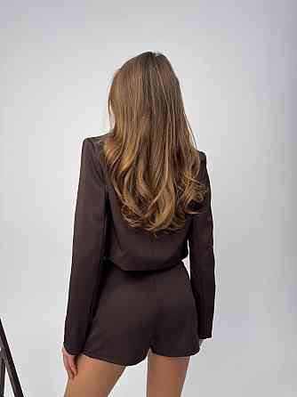 Женский классический трендовый костюм двойка мадонна + подкладка Шоколад, 46 Одесса