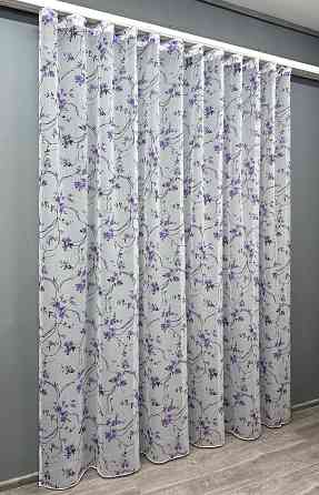 Тюль VR-Textil 1324т Flora Батист Білий з фіолетово-чорним принтом 400х270 см (40-204) Київ