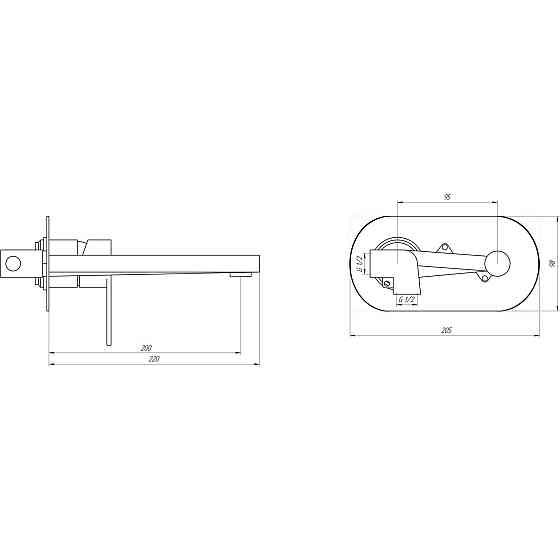 Змішувач для умивальника TOPAZ BARTS TB-07225-H36 вбудований у стіну, cartridge D35 Луцьк
