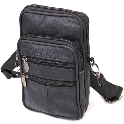 Сумка Vintage На пояс з натуральної шкіри Чорна (21481) Вінниця - фото 1