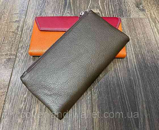 Тонкий кожаный кошелек купюрник для мужчин и женщин ST Leather (коричневый) Киев