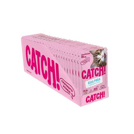НАБІР Корм вологий Catch! для дороcлих котів з білою рибою та овочами в соусі 24 шт х 85г. Київ