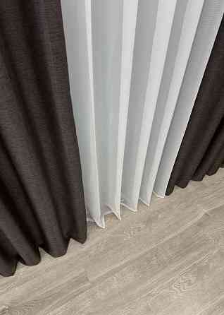 Однотонна тканина "Льон мішковина" висота 2,8м колір венге 107ш Київ