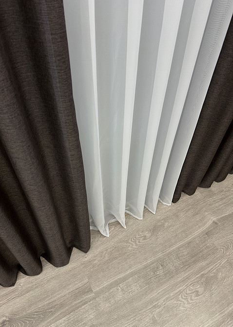 Однотонна тканина "Льон мішковина" висота 2,8м колір венге 107ш Київ - фото 6