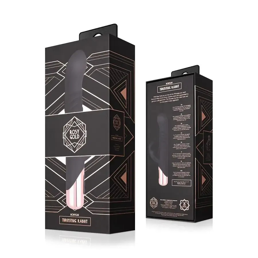 Вибратор-кролик Rosy Gold - Rabbit Vibrator with thrusting function - Black Львов - изображение 8