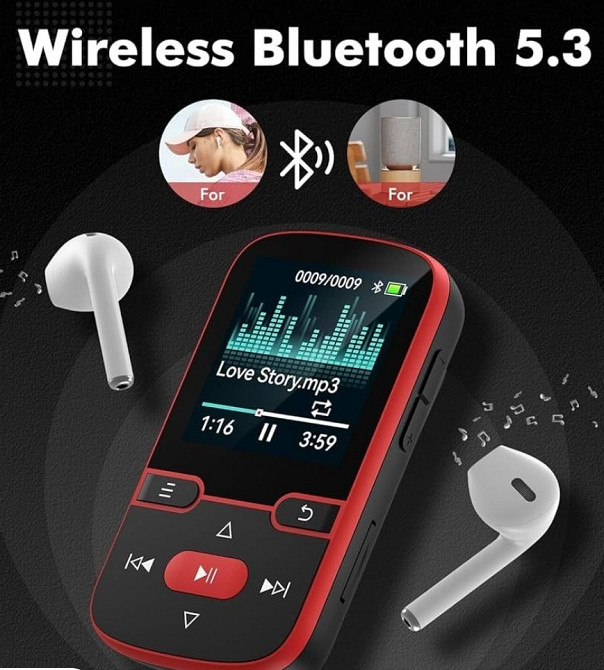 64 ГБ Bluetooth 5.3 MP3-плеер с зажимом, MP3-плеер - диктофон. Харьков - изображение 3