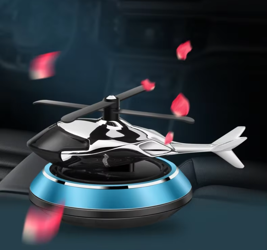 Ароматизатор в авто дифузор у формі вертольота на сонячній батареї, освіжувач багаторазовий синій Кам'янець-Подільський - фото 4