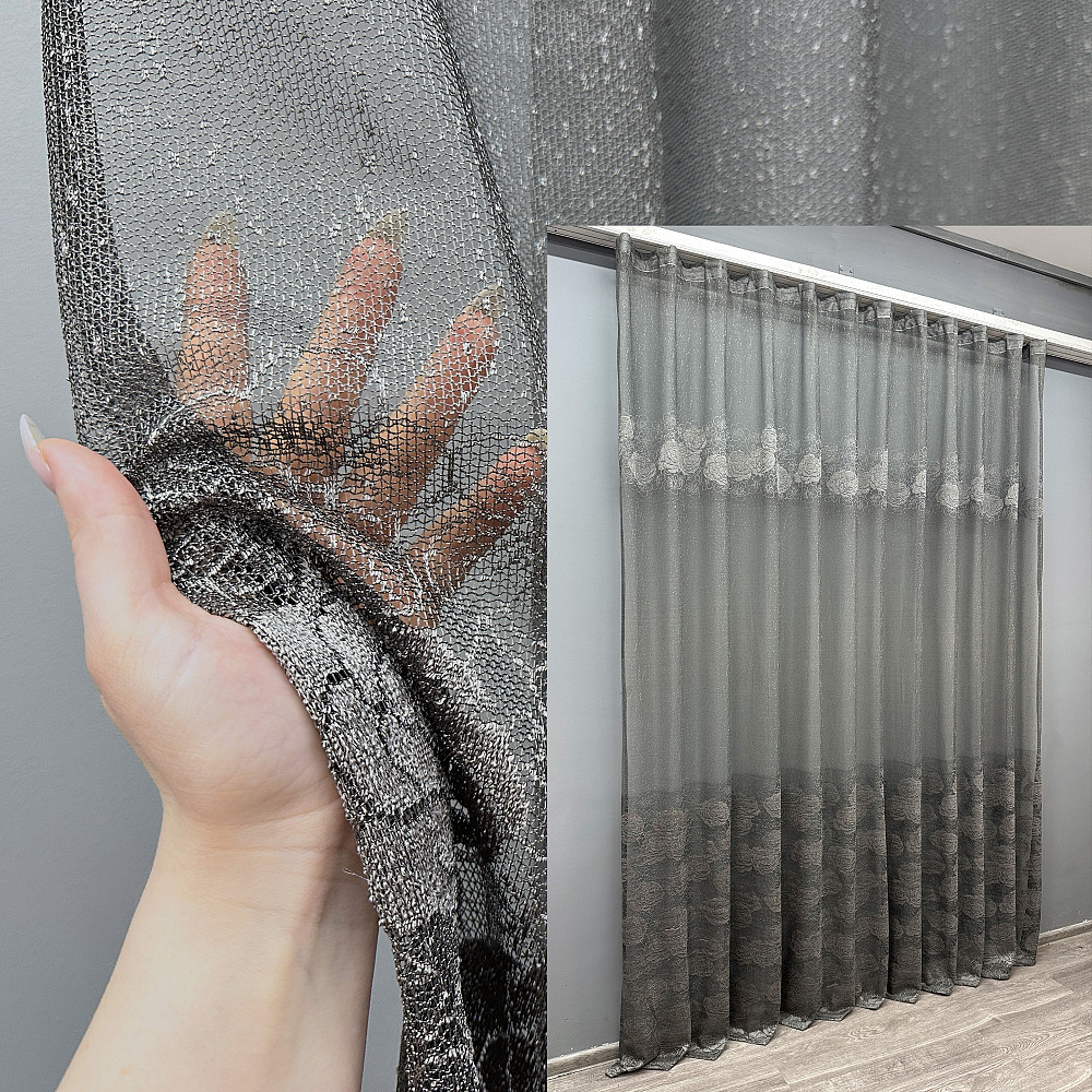 Тюль VR-Textil 1640т Greta Жакард Графітовий 300х270 см (42-0602) Київ - фото 1