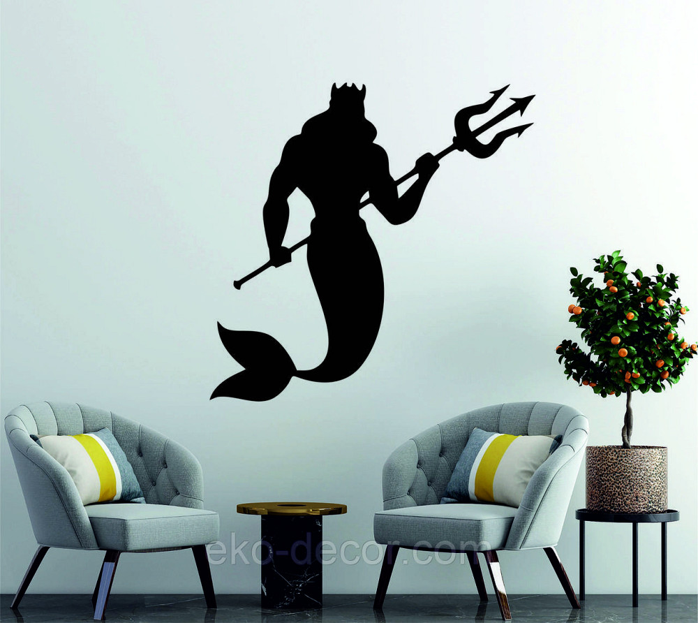 Декоративное настенное 3D Панно «Морской царь» Декор на стену с объемом 70*68 см, Черный Киев - изображение 1