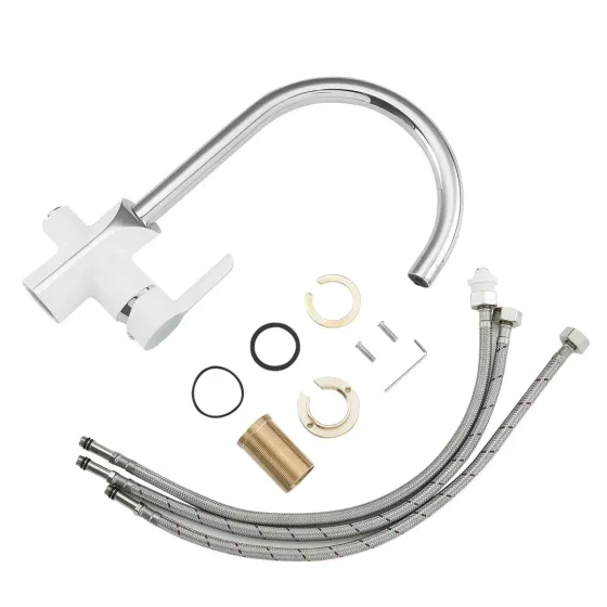 Змішувач для кухні з підключенням до фільтру GAPPO G4303-8, білий/хром Київ