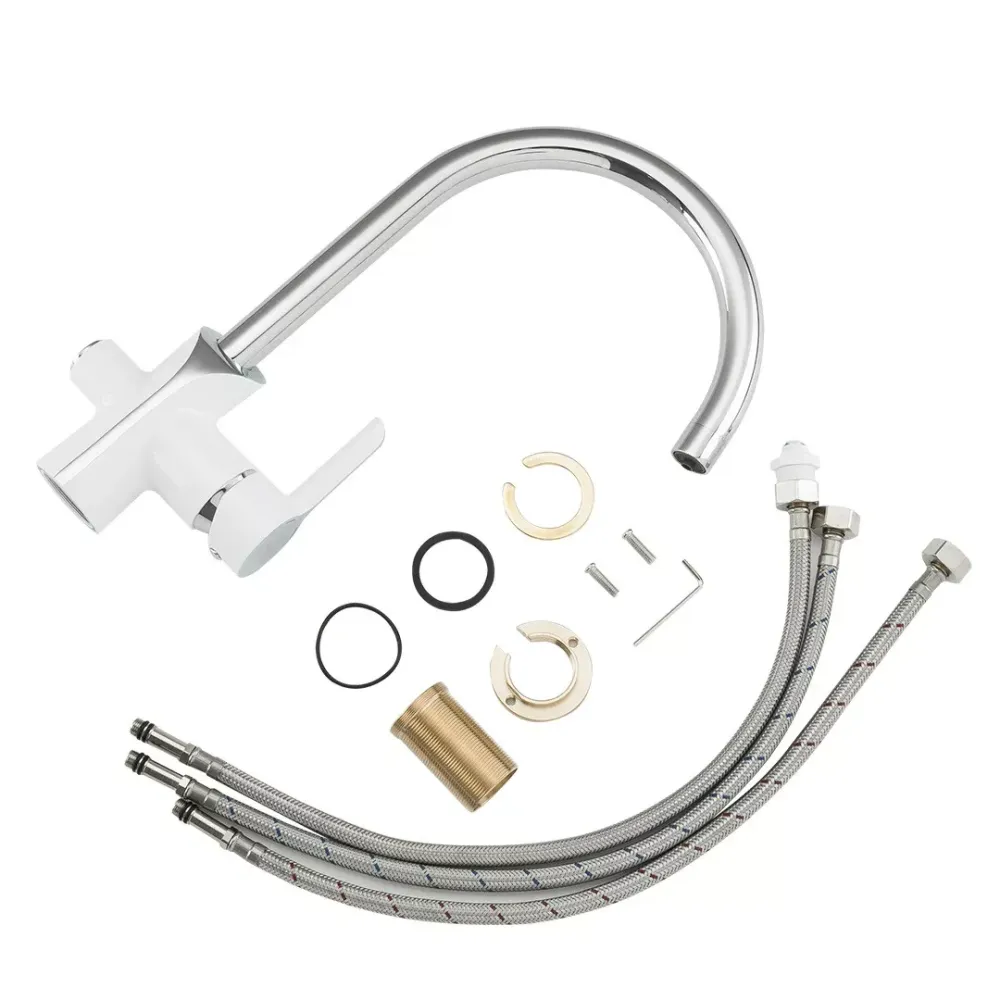 Змішувач для кухні з підключенням до фільтру GAPPO G4303-8, білий/хром Київ - фото 5