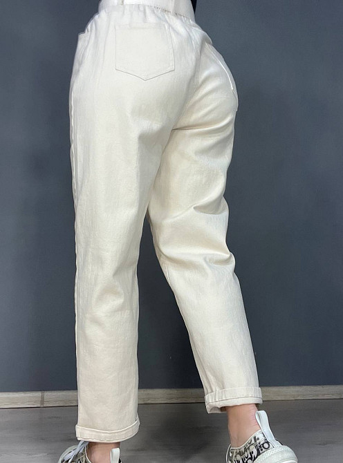 Джинси жіночі A-N 25072 MOM банани талія на резинці з ременем молочні, молочний, M, M, 77 см, 105 см Київ - фото 7