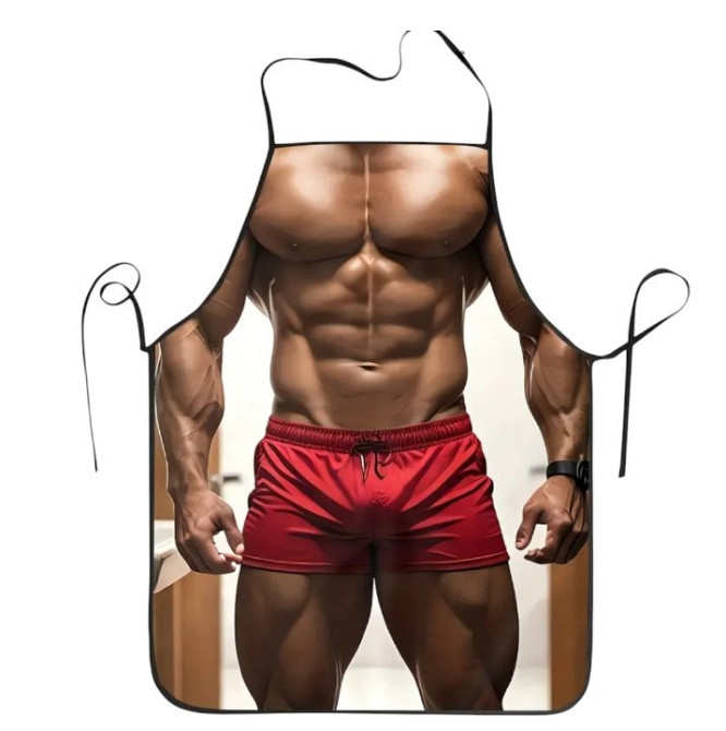 Фартух чоловічий прикольний Мускулистий торс 74 на 54 см різнобарвний Київ - фото 1