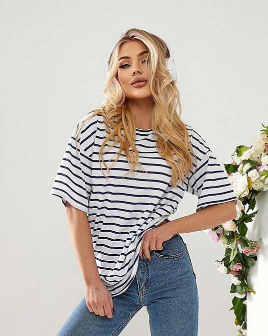 Подовжена футболка в смужку "Modis" оптом | Батал Джинс, 50-52 Київ - фото 2