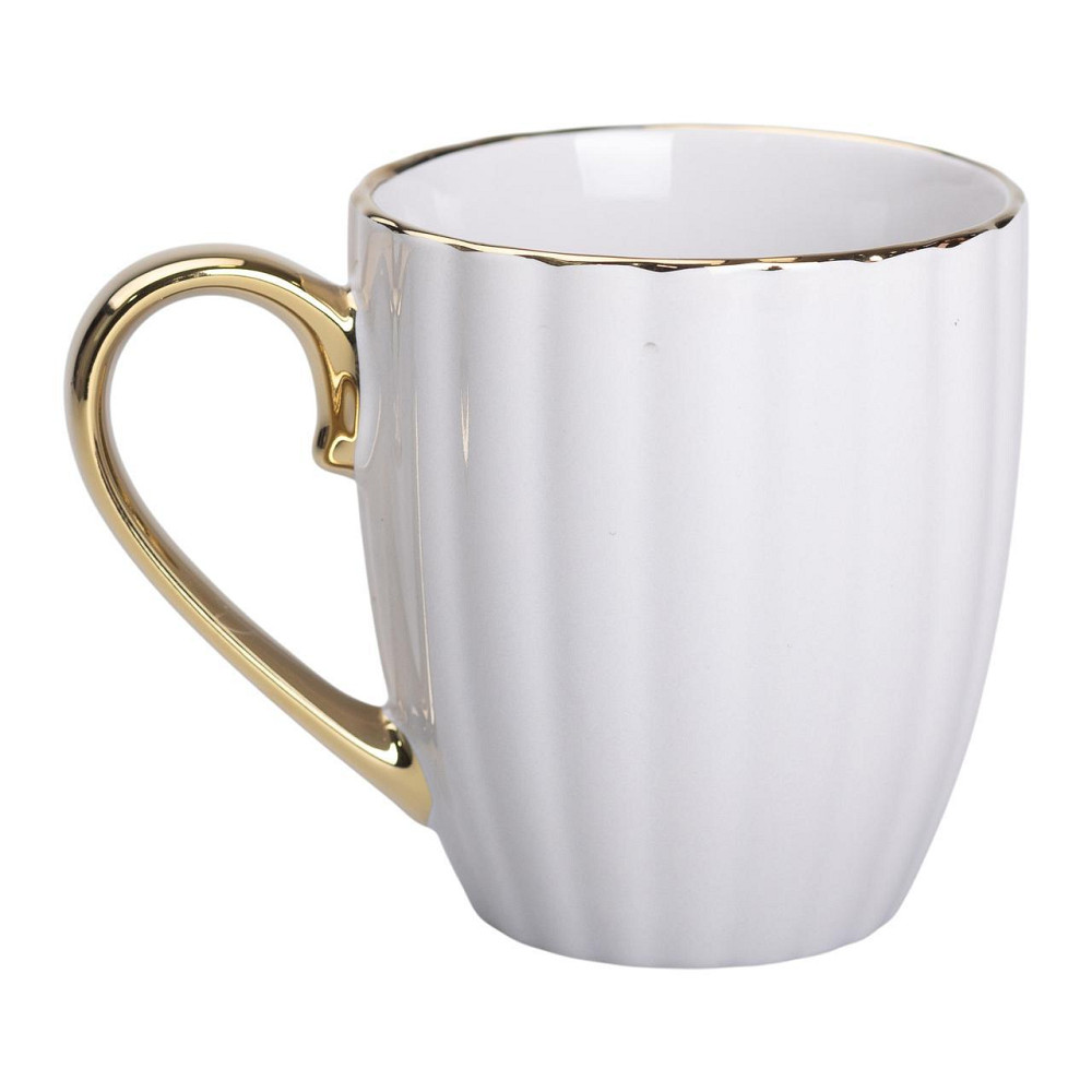 Сіра фарфоровая чашка з золотим ободком і ручкою Київ - фото 3