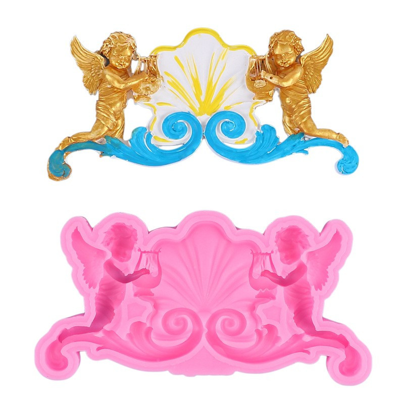 Силиконовый молд Ангелы с арфами 135 на 70 мм розовый Киев - изображение 5