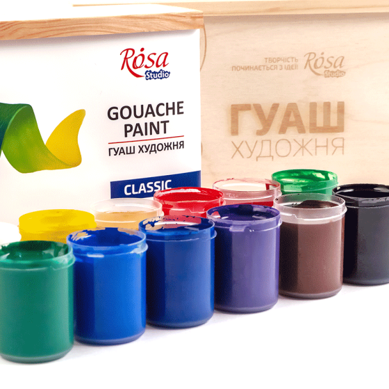Набір гуашевих фарб дерево CLASSIC 12х40мл ROSA Studio Київ