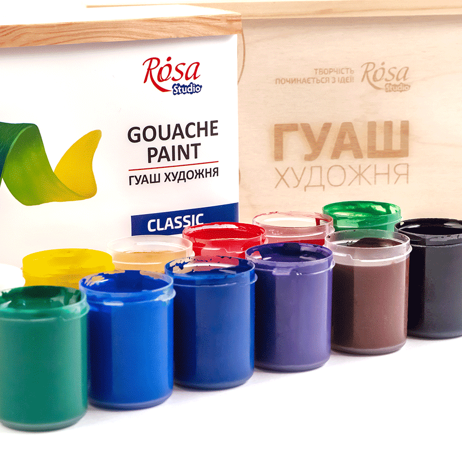 Набір гуашевих фарб дерево CLASSIC 12х40мл ROSA Studio Київ - фото 6