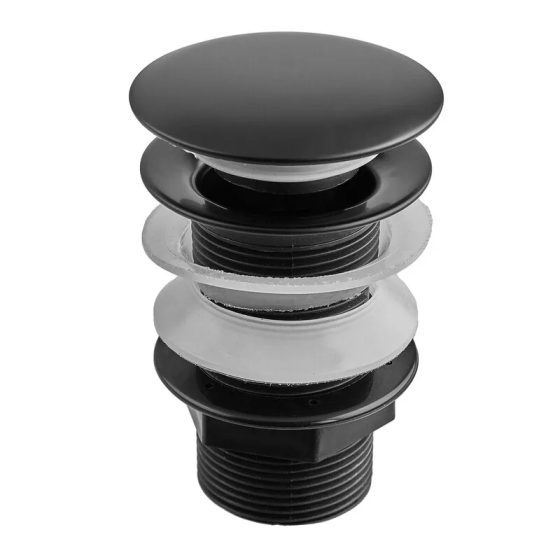 Донный клапан для раковины Zerix BV-02 BLACK 1 1/4'' без перелива автоматический СLICK-СLACK (Цвет черный) (ZX6018) Киев