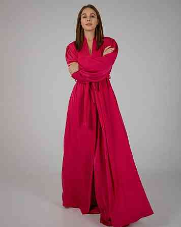 Женский костюм-тройка из льна Малиновый S/M Харьков