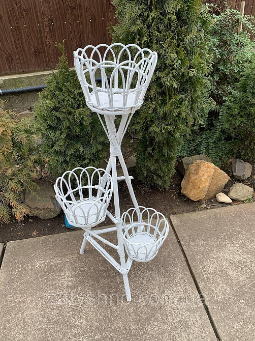 Красива біла підставка під 3шт вазонів Київ - фото 7