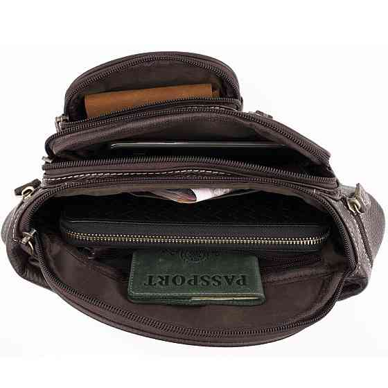 Поясная cумка объемная мужская Коричневая (Vintage) Киев