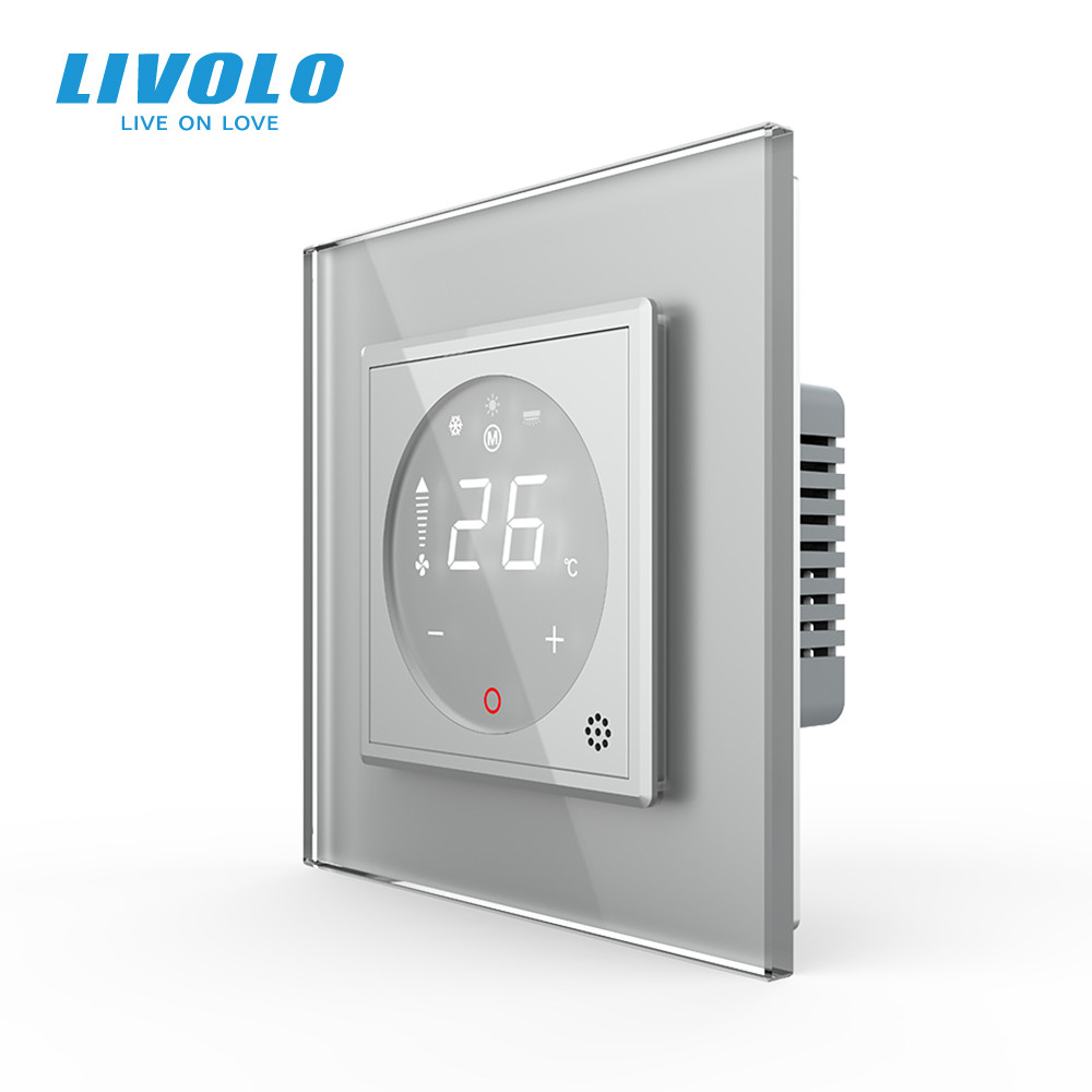 Термостат (терморегулятор) сенсорний для внутрішньопідлогового конвектора водяного опалення та фанкойла LIVOLO, сірий (VL-C7-FCA-2IPS72) Коломыя - изображение 8