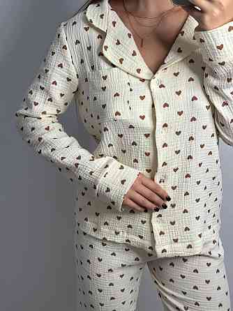 Женский комплект из натуральной ткани Сердечки, Желтый, M-L Харьков