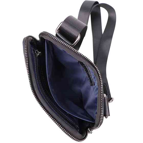 Стильная и практичная мужская сумка на плечо из натуральной гладкой кожи Черный (SHVIGEL) Киев