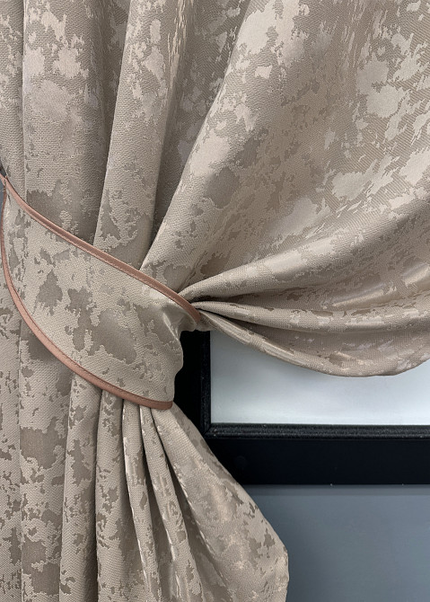 Комплект коротких штор VR-Textil Льон мармур Pavliani VO № 1717ш сіро-бежевий 130х170 см 2 шт (35-0343) Київ - фото 4