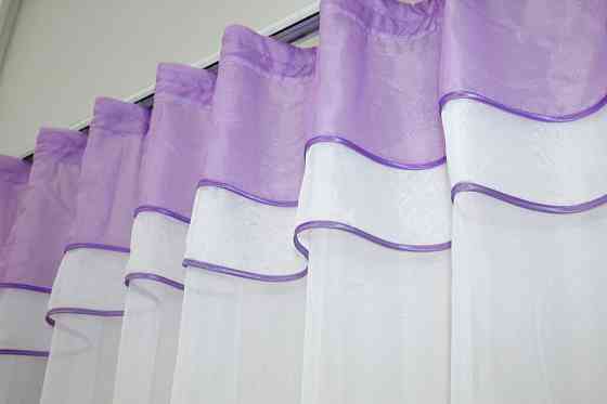 Кухонная гардина VR-Textil № 036к арка белый с сиреневым 270х170 см (52-0061) Киев