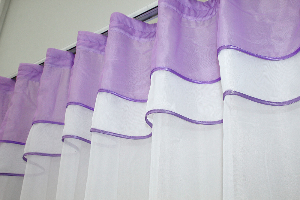 Кухонная гардина VR-Textil № 036к арка белый с сиреневым 270х170 см (52-0061) Киев - изображение 3