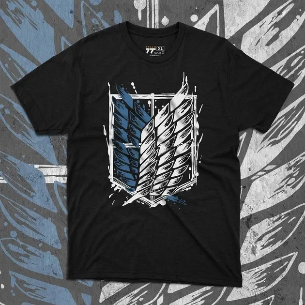 Футболка мужская с принтом Атака титанов Крила Свободи Сині Размер 48 Anime0079 Днепр - изображение 1