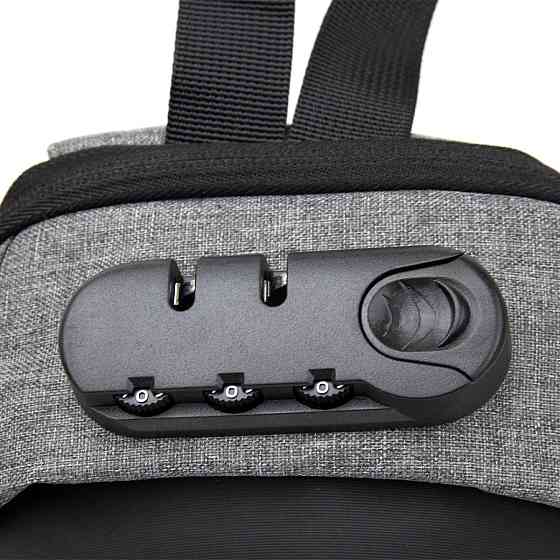 Ергономічний рюкзак через плече з кодовим замком текстильний Vintage 20554 Сірий Київ