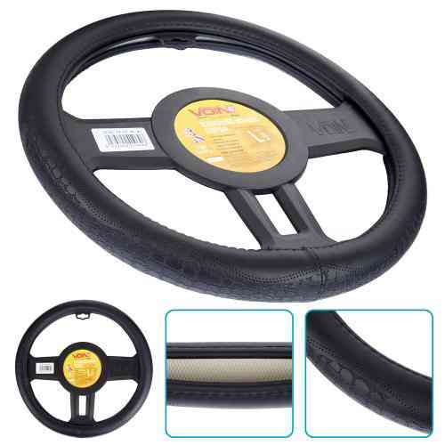 Чохол на кермо VLOD-24LC10 BK/RD L чорний з шкірою Харків