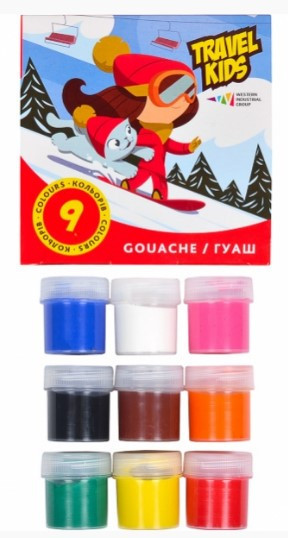 Гуаш "Гамма Нововолинськ" "Travel Kids"  9 кольорів 180 мл 321035/TK, шт Київ - фото 1