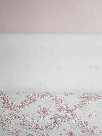 Шпалери флізелінові дитячі еко Lutece Tartine et Chocolat ніжні квіти гілочки бордові сірі на білому Київ