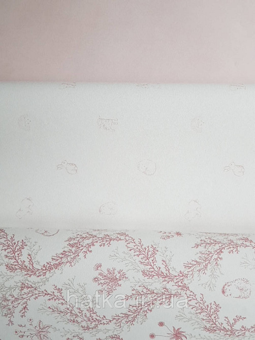 Шпалери флізелінові дитячі еко Lutece Tartine et Chocolat ніжні квіти гілочки бордові сірі на білому Київ - фото 2