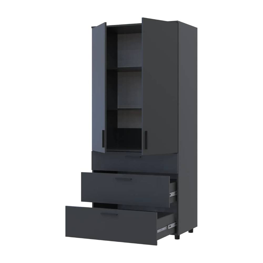 Шкаф для одежды Doros Торн Антрацит 2 ДСП/3Ш (полки) 90х51.6х200 (DRS-012072) Львов - изображение 2