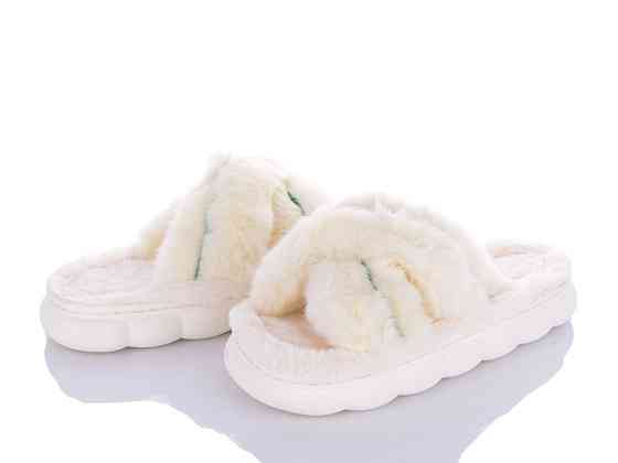 Тапочки женские открытые мех на легкой платформе Молочный Одесса