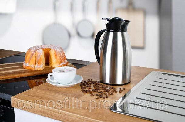 Термос Axentia 1 л нерж ручка и носик чоний пластик скляна колба (116712) Київ - фото 2