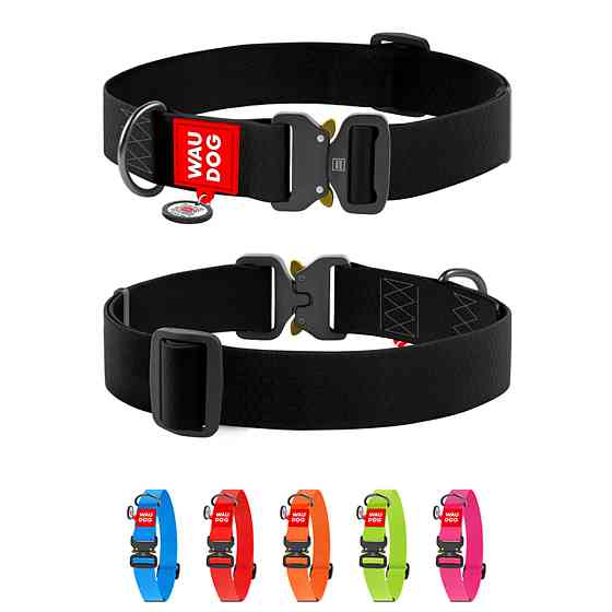 Ошейник для собак водостойкий WAUDOG Waterproof c QR паспортом, металлическая пряжка-фастекс, Ш 40 мм, Длинна 46-70 см, черный Киев