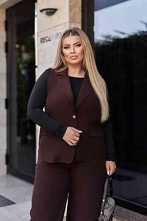 Жіночий брючний костюм з жилетом "Rakel" | Батал Київ